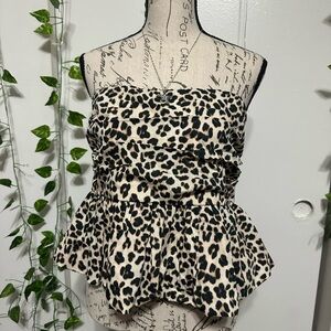 No Boundaries Animal Print Strapless Peplum Top